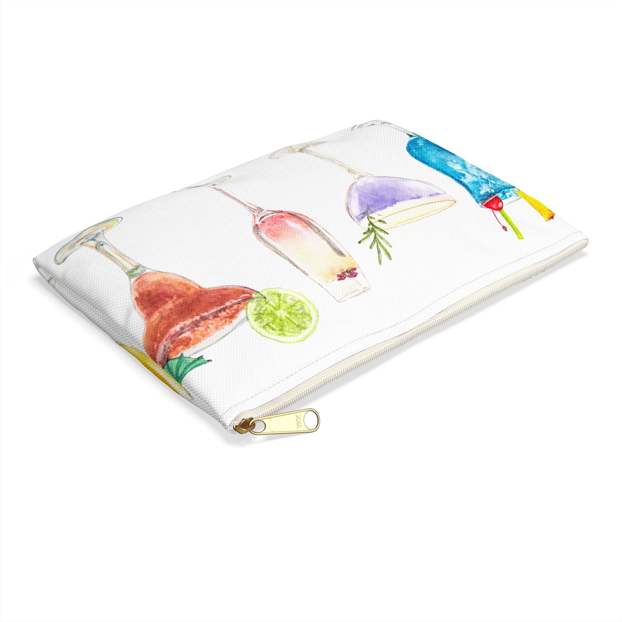 Rainbow Cocktails Zipper Pouch — Cocktails and Mixed Drinks Rainbow Pencil Bag or Make Up Bag