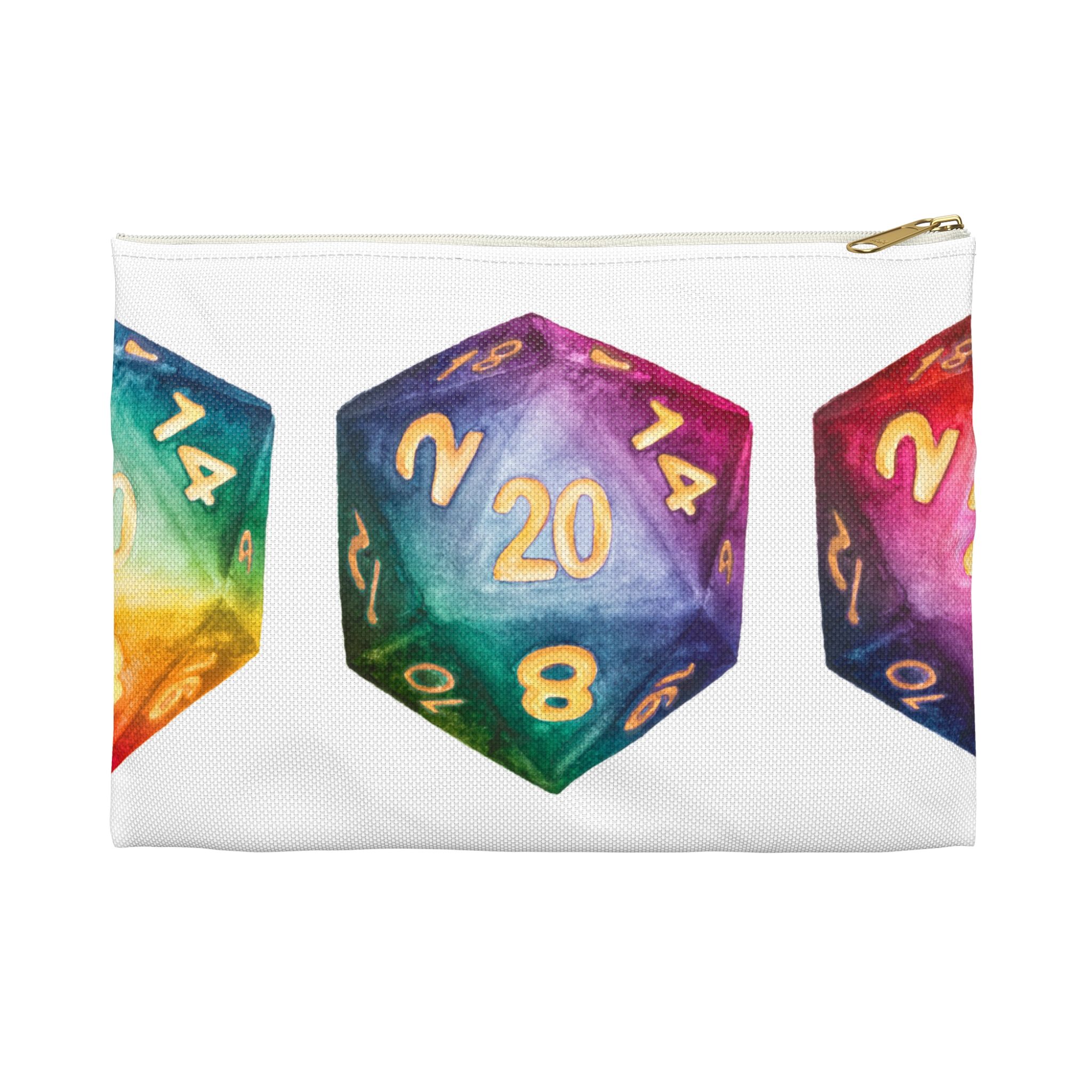Rainbow D20 Dice Zipper Pouch — Rainbow Gradient Dice