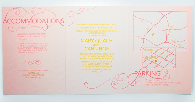 The complete inside of the tri-fold invitation. From What Wedding Invitations Really Cost | CharmCat Creative