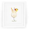 Piña Colada Watercolor Fine Art Giclee Print — 5x7, 8x10, or 11x14 Cocktail Painting
