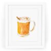 Pumpkin Spice Latte Watercolor Fine Art Giclee Print — 5x7, 8x10, or 11x14 Winter Drink Art
