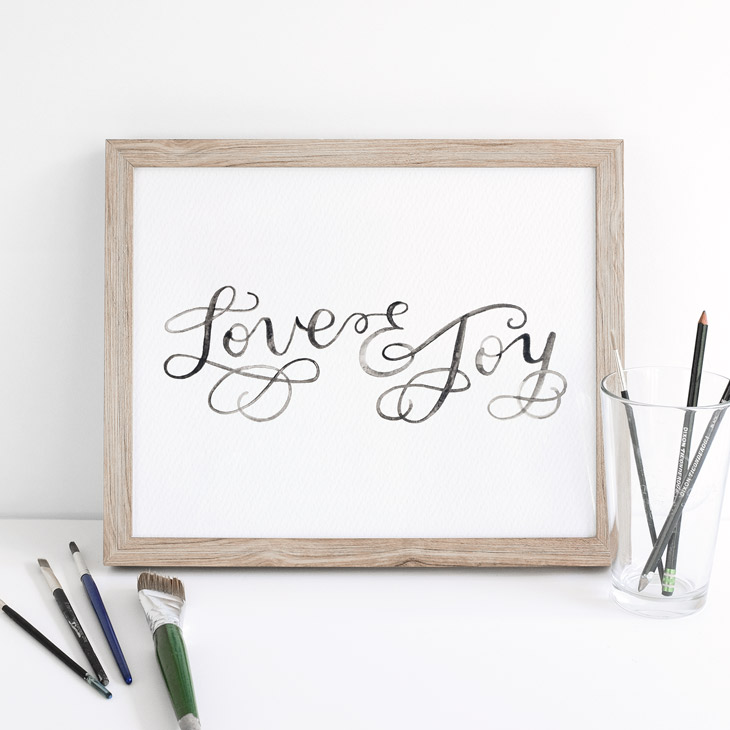 Love & Joy Hand-Lettered Watercolor Fine Art Giclee Print — 5x7, 8x10 ...