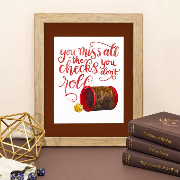 Checks You Don’t Roll Watercolor Fine Art Giclee Print — 5x7, 8x10, or 11x14 D&D Decor