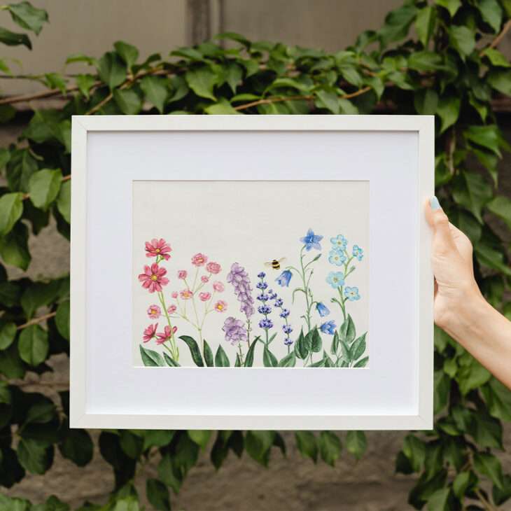 Rainbow Garden Floral Fine Art Print — 5x7, 8x10, or 11x14 Wildflower Watercolor Giclee