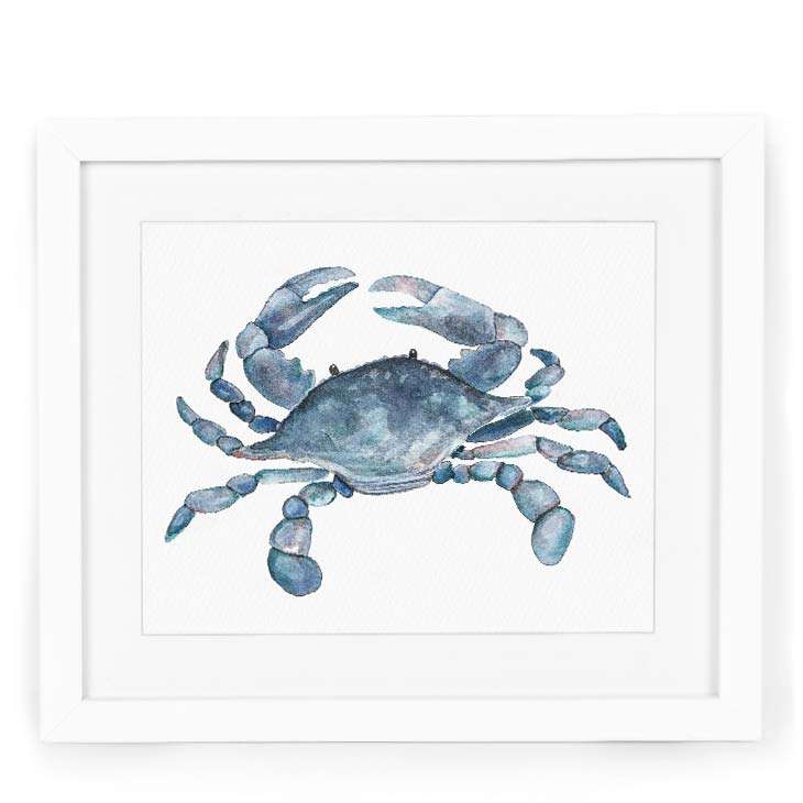 Blue Crab Watercolor Fine Art Giclee Print — 5x7, 8x10, or 11x14