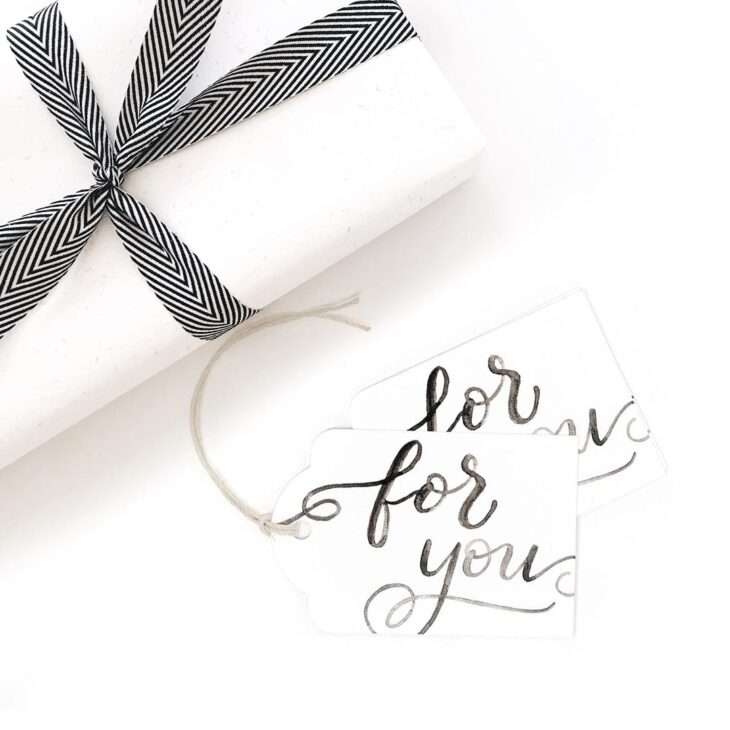 For You Hand Lettered Gift Tags, Set of 10 — Watercolor Paper Hang Tags