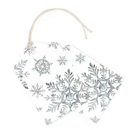 Snowflake Gift Tags, Set of 10 — Christmas Watercolor Paper Hang Tags
