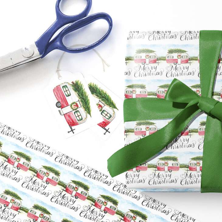 Watercolor Camper Gift Tags, Set of 10 — Christmas Watercolor Paper Hang Tags