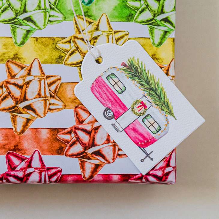 Watercolor Camper Gift Tags, Set of 10 — Christmas Watercolor Paper Hang Tags
