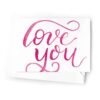 Image of a hand-lettered mini watercolor card saying “love you” | Original greeting cards painted in watercolor by CharmCat | charmcat.net
