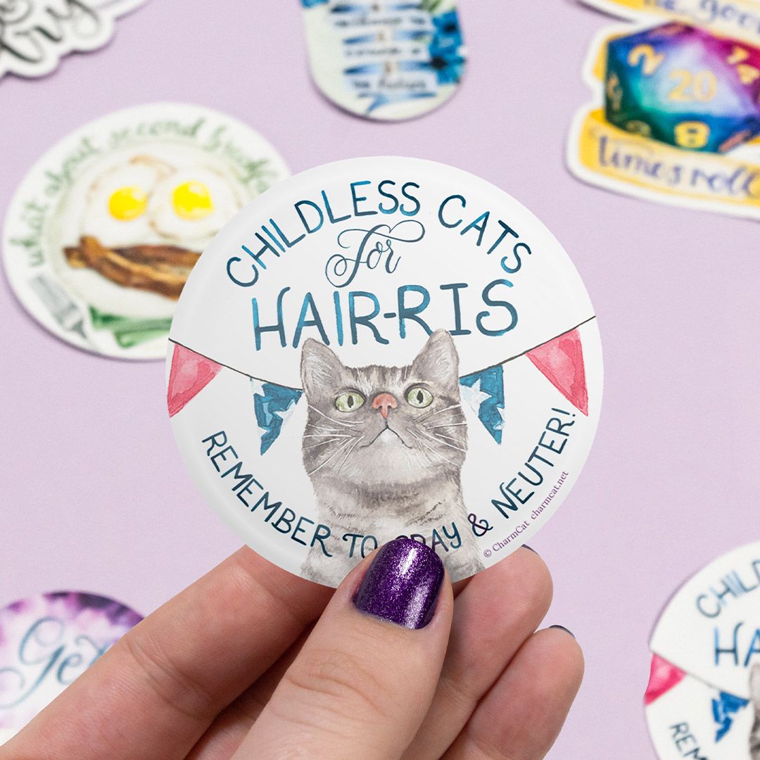 Childless Cats for Hair-ris 3 Inch Eco Friendly Sticker — Election 2024 Kamala Harris Sticker