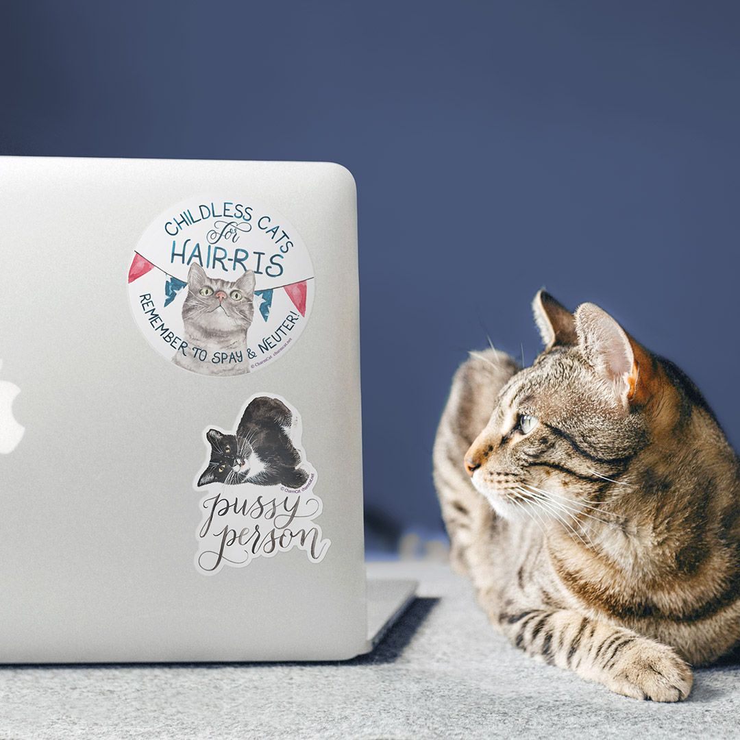 Childless Cats for Hair-ris 3 Inch Eco Friendly Sticker — Election 2024 Kamala Harris Sticker