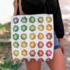 Rainbow D20s Tote Bag with Gusset — Dungeons and Dragons Dice Pattern