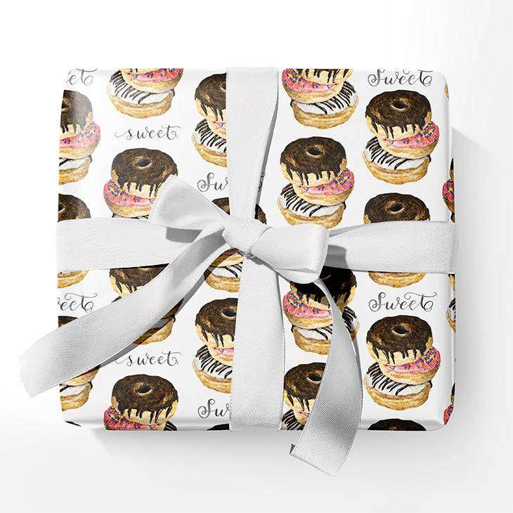 Sweet Donuts Gift Wrap Sheet, 20x29 — Foodie Heavy Duty Wrapping Paper