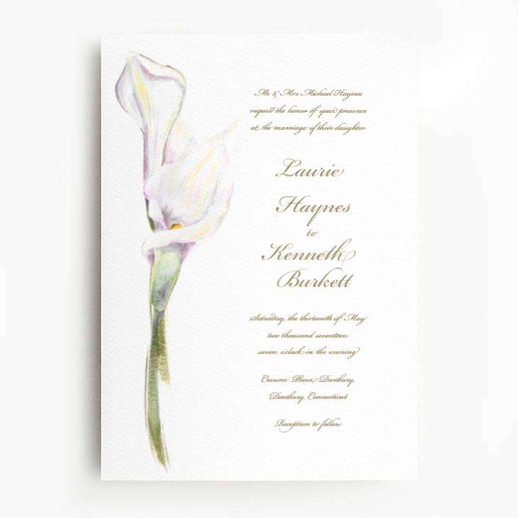 White watercolor calla lily wedding invitation