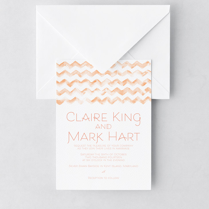 A chevron wedding suite with a watercolor twist. | Wedding Invitations by CharmCat Creative