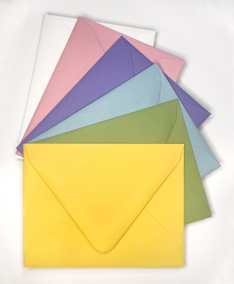 Photo of 6 envelopes in the different colors available.