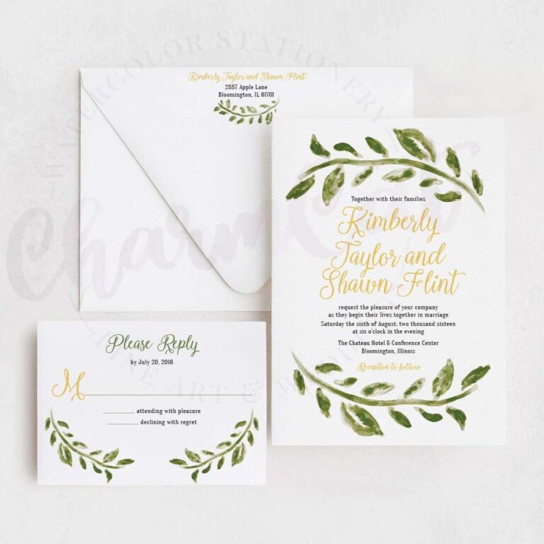 Laurel Branches Invitation – Moss 