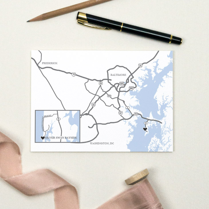 Custom basic illustrated map for wedding directions