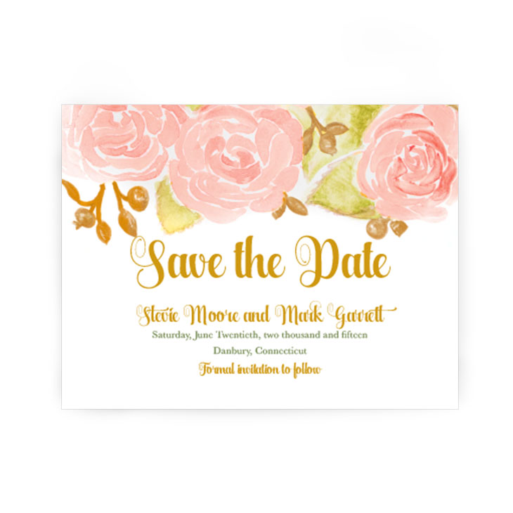 A suite featuring painted lush blooms in a soft watercolor style for a sweet blend of romantic and modern. | Wedding Invitations by CharmCat Stationery & Design
