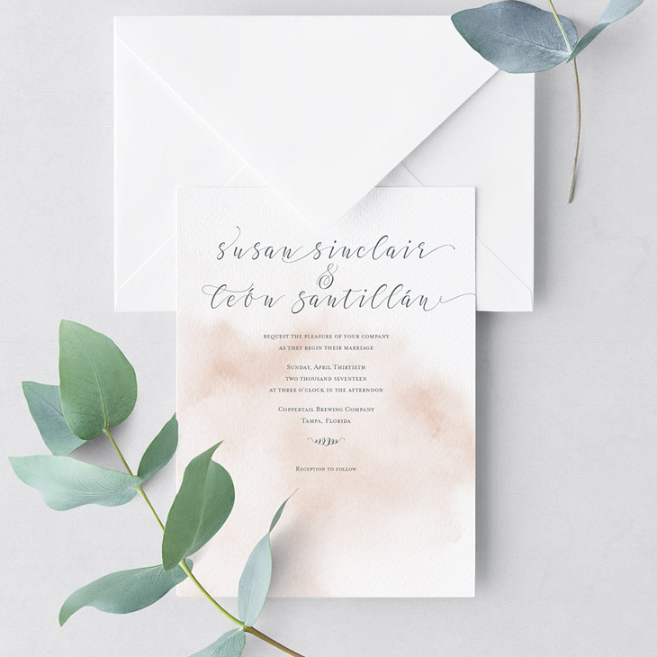 Modern Soft Marble Wedding Invitation | An abstract take on the modern marble wedding trend. The marble texture is created with a soft watercolor texture. Completely customize with your choice of colors, fonts, and papers. | Wedding Invitations by CharmCat | charmcat.net | CharmCat is a watercolor artist specializing in creating uniquely artistic stationery for weddings, birthdays, parties, offices, and everyday.