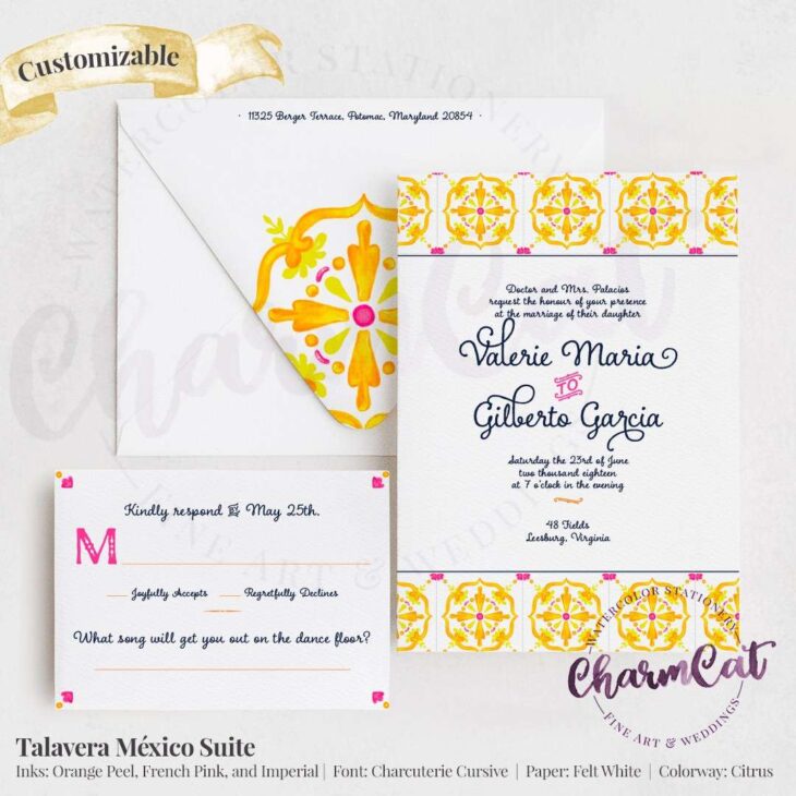 Talavera Mexicana Invitation – Citrus | Invitation Suites by CharmCat